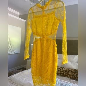 Lace backless mini dress